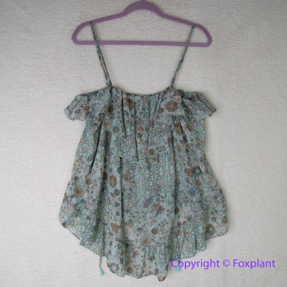 New! Victoria's Secret ruffle babydoll green flowers & metallic thread, size S